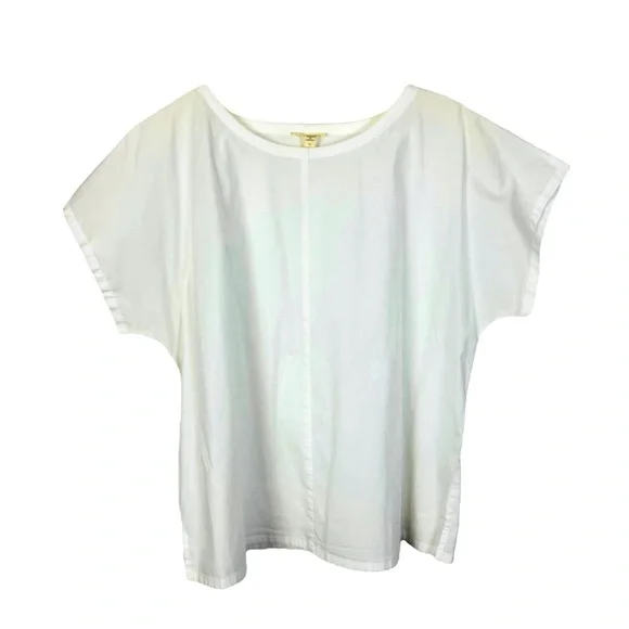Eileen Fisher White Organic Cotton Boxy Top - Picture 2 of 7
